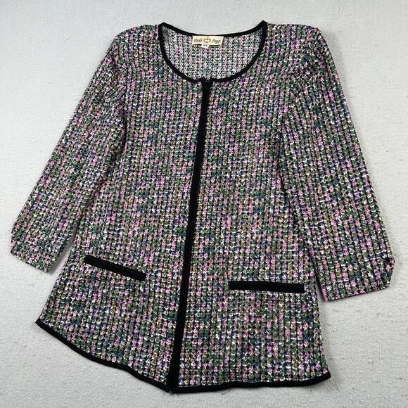 Paola Poggi Italy Knit Jacket Women’s 34 Multicolor Long Sleeve Round Neck - Picture 6 of 16